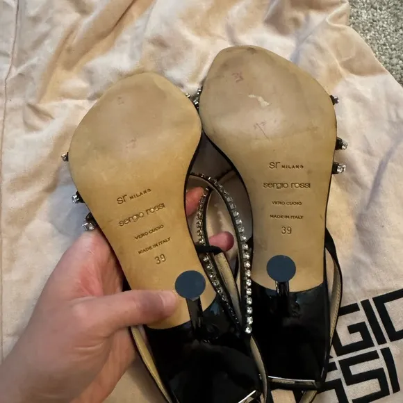 [SERGIO ROSSI] CRYSTAL HEELED SANDALS