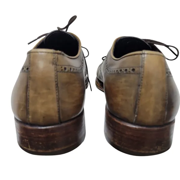 Sergio Rossi Men's Wingtip Oxford Genuine Leather Shoes Size 11 Made In Italy