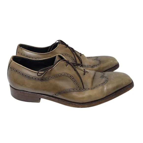 Sergio Rossi Men's Wingtip Oxford Genuine Leather Shoes Size 11 Made In Italy
