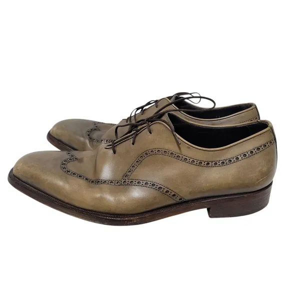 Sergio Rossi Men's Wingtip Oxford Genuine Leather Shoes Size 11 Made In Italy