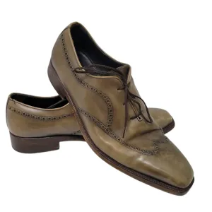 Sergio Rossi Men's Wingtip Oxford Genuine Leather Shoes Size 11 Made In Italy