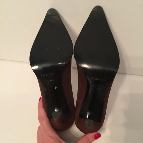 SERGIO ROSSI SHOES HEELS BROWN SUEDE LEATHER POINTED TOE ITALY SIZE 36.5 6.5