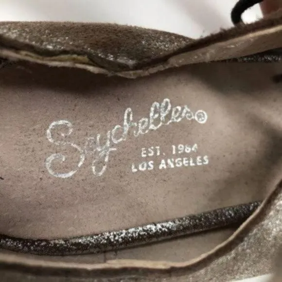 Seychelles woman’s metallic silver leather suede gladiator sandals 8 BoxO laceup