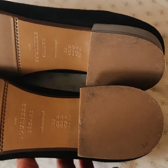 SEZANE Souiers black suede elegant  women's flats sz 38/7