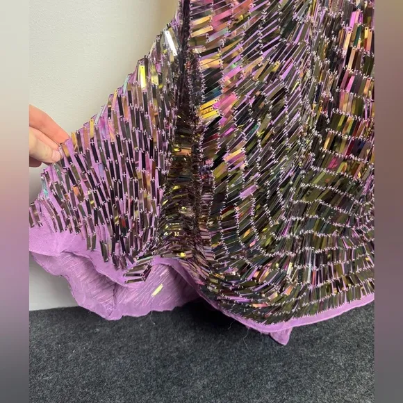 Sherri Hill Strapless Sequin Prom Dresss Purple Iridescent Size 6