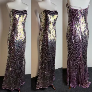 Sherri Hill Strapless Sequin Prom Dresss Purple Iridescent Size 6