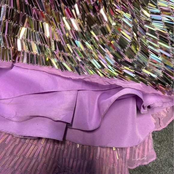 Sherri Hill Strapless Sequin Prom Dresss Purple Iridescent Size 6