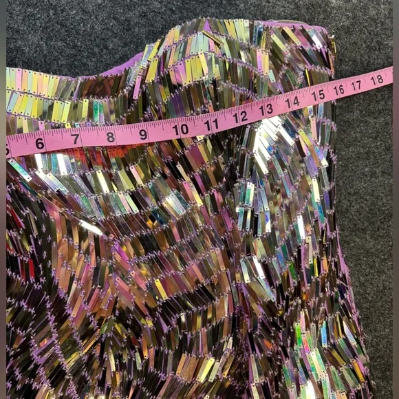 Sherri Hill Strapless Sequin Prom Dresss Purple Iridescent Size 6