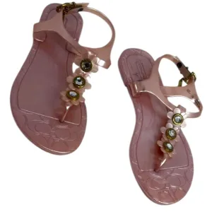 Signature Coach Paisley Flower Jelly Sandals Thong Slingback Shimmer Pink