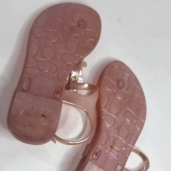 Signature Coach Paisley Flower Jelly Sandals Thong Slingback Shimmer Pink