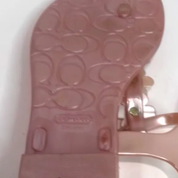 Signature Coach Paisley Flower Jelly Sandals Thong Slingback Shimmer Pink