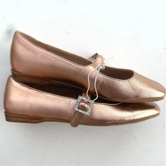 Silent D Womens Shoes Ballet Flats Rose Gold Mary Janes Size 6.5/37