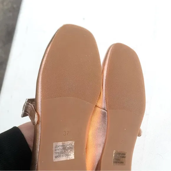 Silent D Womens Shoes Ballet Flats Rose Gold Mary Janes Size 6.5/37