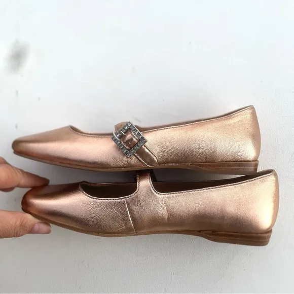 Silent D Womens Shoes Ballet Flats Rose Gold Mary Janes Size 6.5/37