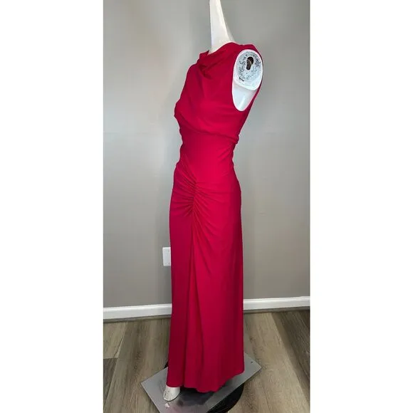 SIMKHAI Acacia Sleeveless Draped Midi-Dress in Cherry Size XS $495