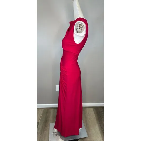 SIMKHAI Acacia Sleeveless Draped Midi-Dress in Cherry Size XS $495
