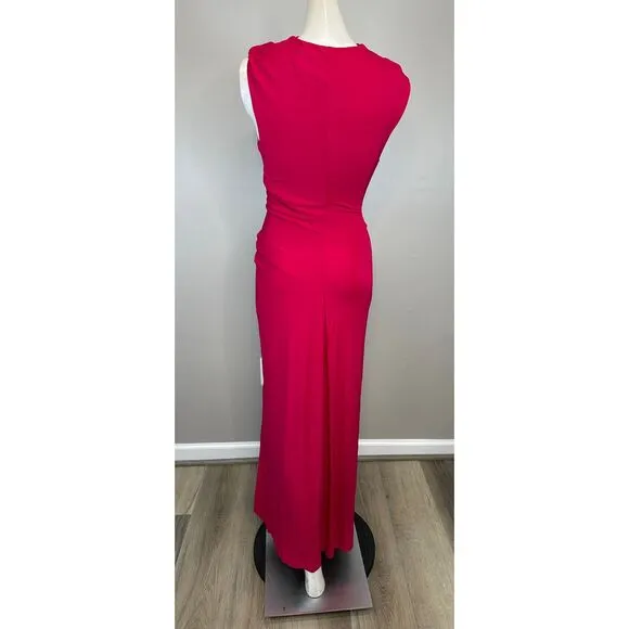 SIMKHAI Acacia Sleeveless Draped Midi-Dress in Cherry Size XS $495