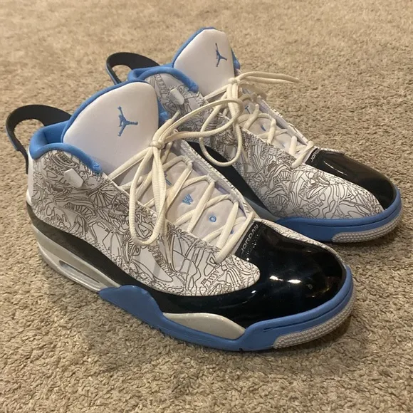 Size 10.5 Jordan Dub Zeros. Light blue, gray and black sneakers . GUC.