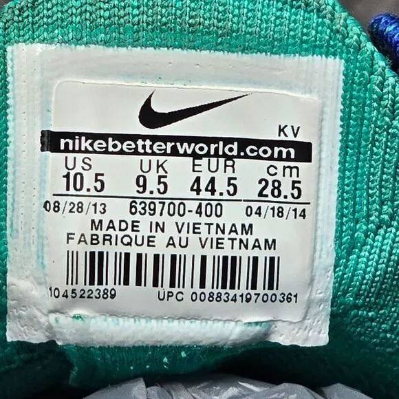 Size 10.5 - Nike Free Flyknit Chukka Hyper Grape Blue Men Running Sneaker‎ Shoes