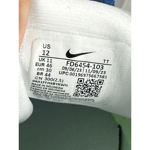 Size 12 Mens Nike Downshifter 13 Running Shoes FD6454-103 White Blue Green NEW