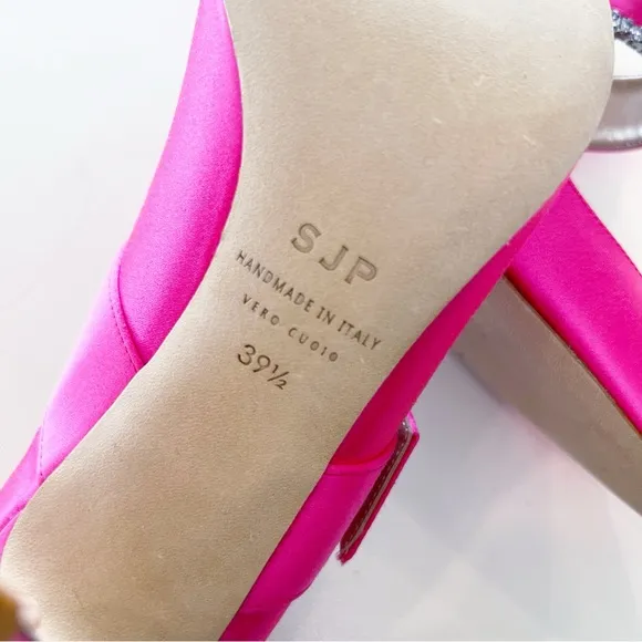 SJP Sarah Jessica Parker Hot Pink Candy Rhinestone Buckle Pump Size 39.5