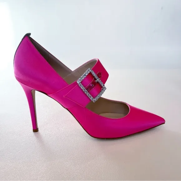 SJP Sarah Jessica Parker Hot Pink Candy Rhinestone Buckle Pump Size 39.5