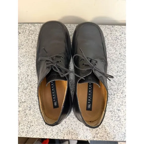 SKECHERS COLLECTION OXFORD BLACK LEATHER LACE UP MENS DRESS SHOES SIZE 12