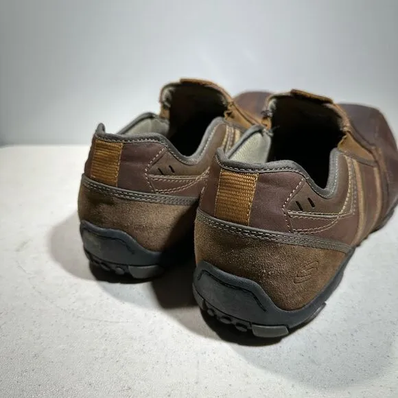 Skechers Men 12 Brown Leather Slip On Loafer Bicycle Toe Driving Casual Shoes