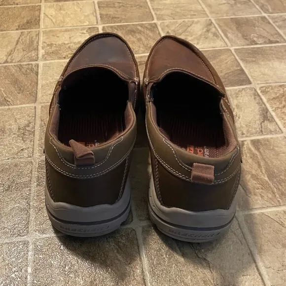 Skechers Shoes Mens Size 10 Slip‎ On Brown Loafer Air Cooled Memory Foam