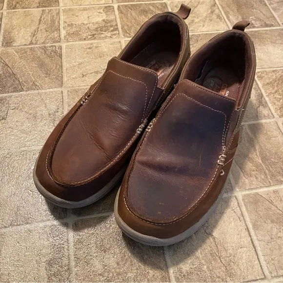 Skechers Shoes Mens Size 10 Slip‎ On Brown Loafer Air Cooled Memory Foam