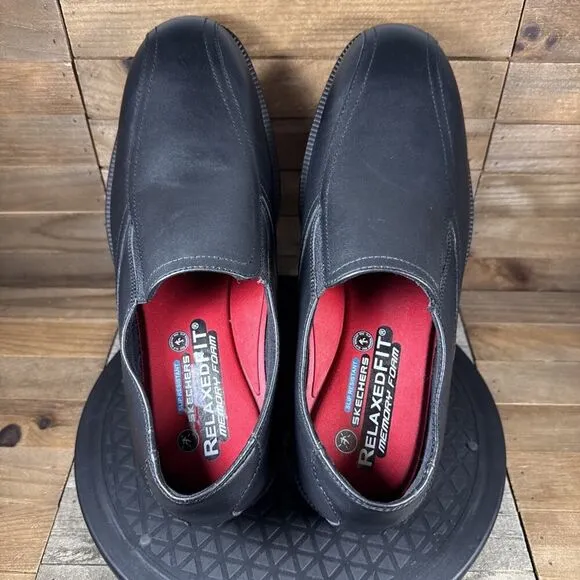 Skechers Mens Size 11 Black Work Relaxed Fit Gretna Slip Resistant Slip On Shoes