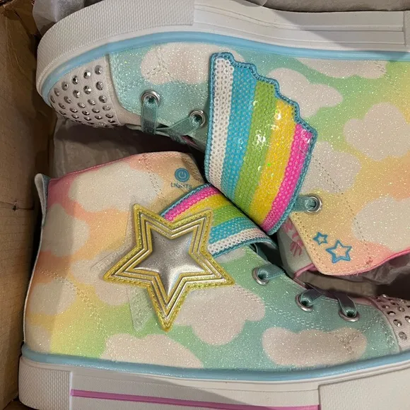 Sketchers Girls Twinkle Sparks Shooting Star Brights Light-up sneakers 1 &amp; 1.5