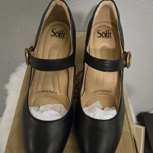 Sofft Petra Black Nappa Mary Jane Heels