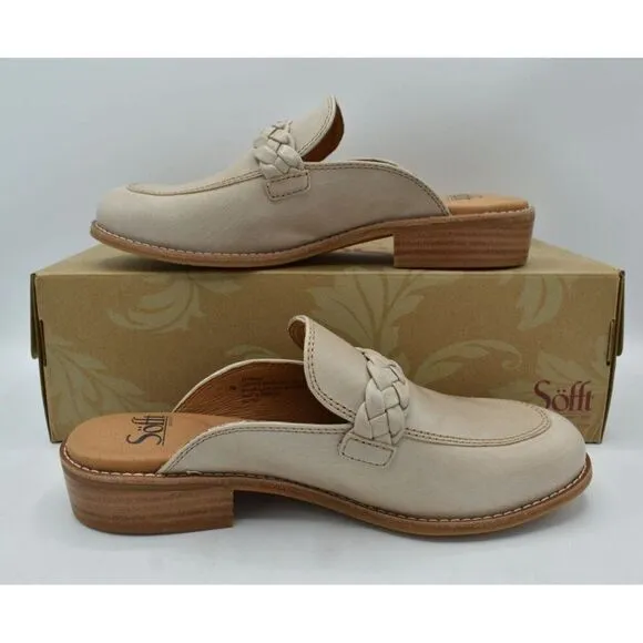 Sofft Womens Size 10 Nels Brushed Light Taupe Mushroom Loafers Mules Shoes