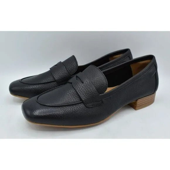 Sofft Womens Size 7 Elinor Moc Toe Black Leather Slip On Penny Loafers Shoes
