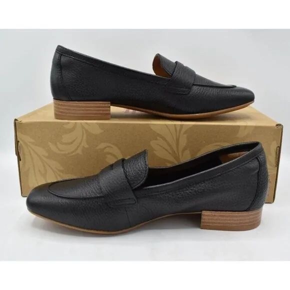 Sofft Womens Size 7 Elinor Moc Toe Black Leather Slip On Penny Loafers Shoes