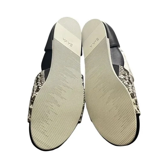 SoftWalk Sava Calera Flat Slip On Black/Grey  Leather Women's Sz US 6.5/EUR 37M