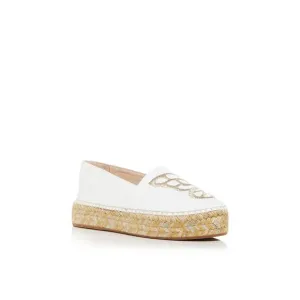 SOPHIA WEBSTER Womens White Butterfly Platform Slip On Leather Flats Shoes 35.5