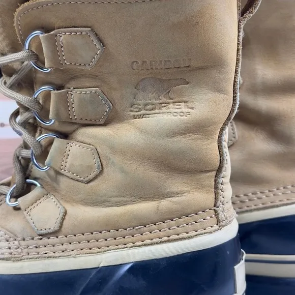 Sorel Caribou Men's Waterproof Winter Boots Insulated Lace Up Tan  Size 8