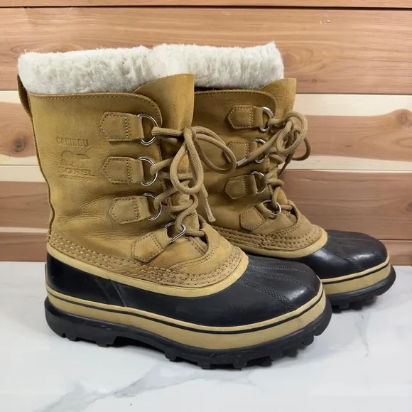 Sorel Caribou Men's Waterproof Winter Boots Insulated Lace Up Tan  Size 8