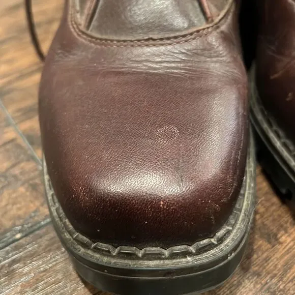 Sorel Sedona leather boots size 8 in EUC brown and black lace up combat boots