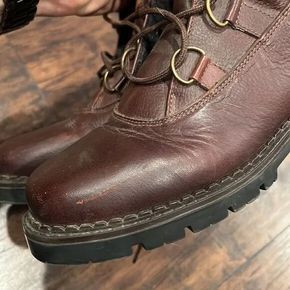 Sorel Sedona leather boots size 8 in EUC brown and black lace up combat boots