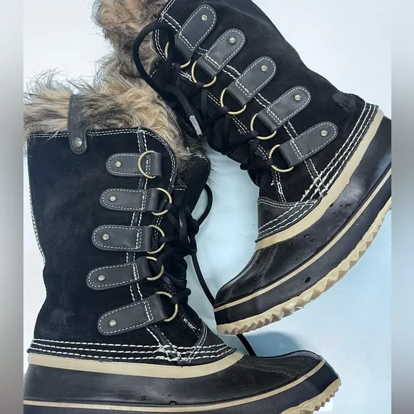 SOREL WOMEN'S JOAN OF ARCTIC BOOTS Black Size 7 EXC