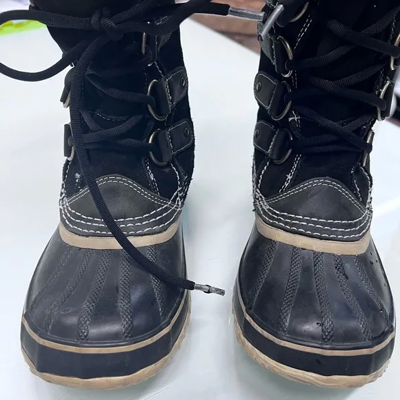 SOREL WOMEN'S JOAN OF ARCTIC BOOTS Black Size 7 EXC