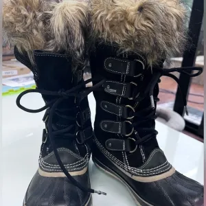 SOREL WOMEN'S JOAN OF ARCTIC BOOTS Black Size 7 EXC