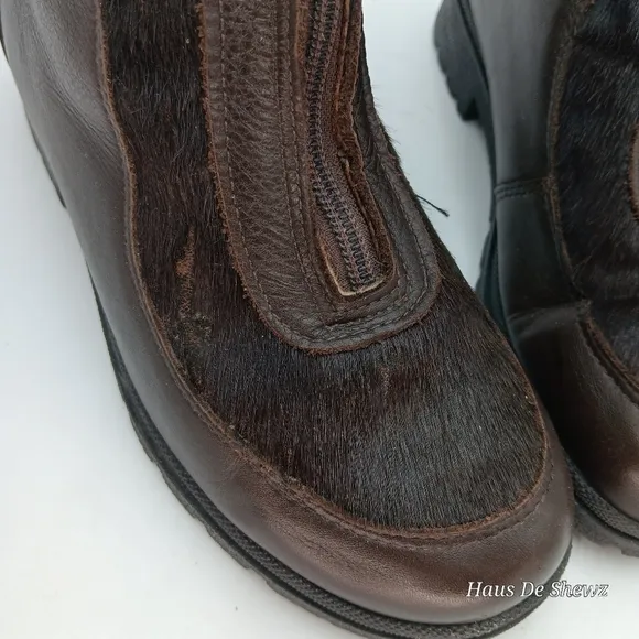 Sorel Women’s Shearling Casual Zipper Brown Leather Ankle Boots Size 9M