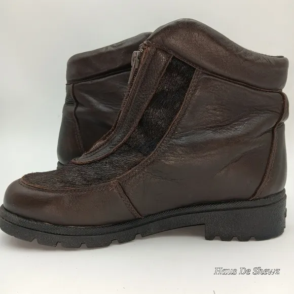 Sorel Women’s Shearling Casual Zipper Brown Leather Ankle Boots Size 9M