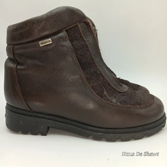 Sorel Women’s Shearling Casual Zipper Brown Leather Ankle Boots Size 9M