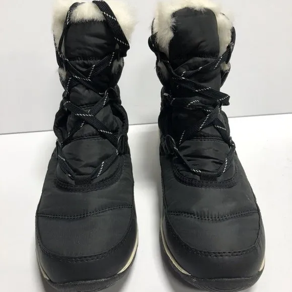 Sorel Women's Whitney Short Lace Black Waterproof Boots, Size 10 M