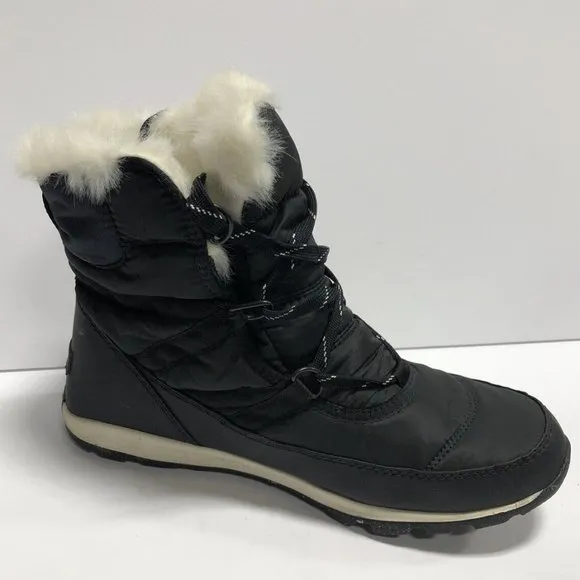 Sorel Women's Whitney Short Lace Black Waterproof Boots, Size 10 M